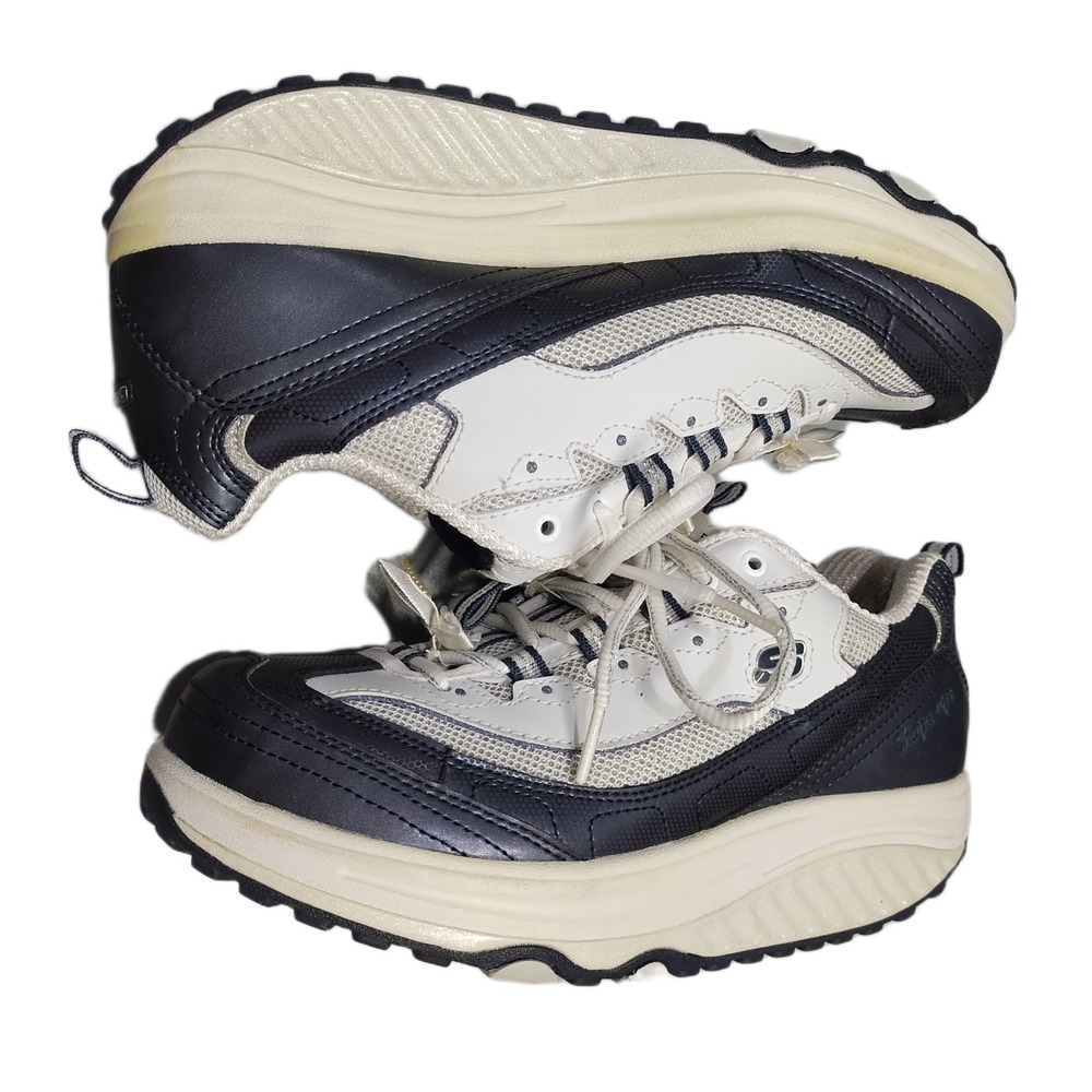 Skechers Shape Ups Walking Sneakers Womens US 8.5 White Blue Leather/Synthetic